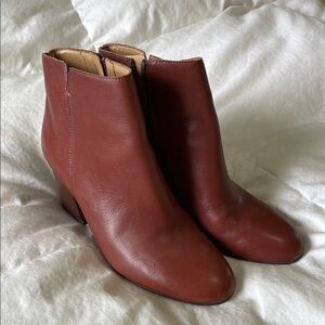 Franco Sarto |Olympia | Leather|Rich Reddish Brown|Heeled |Ankle Booties |Size 6